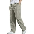 thumbnail image 3 of Jinhomg Men's Cotton Outdoor Pants Big and Tall Comfy Straight Leg Cargo Pants Baggy Casual Solid Y2K Street Pants with Pockets Gifts for Dad Boys Limited Time Gray M, 3 of 6