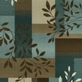 thumbnail image 3 of Mainstays Traditional Leaf Block Blue Brown Print Indoor Area Rug, 4'x5'4", 3 of 7