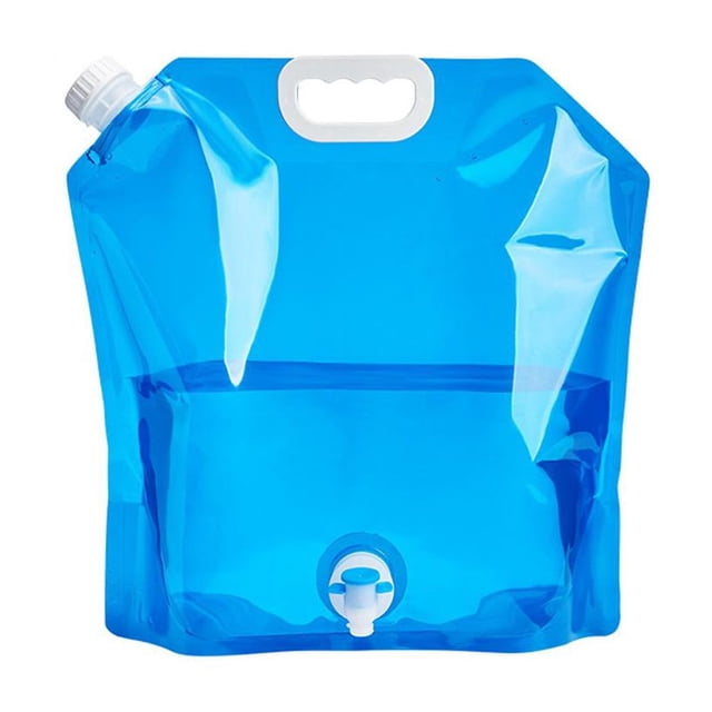 Portable 5L Foldable Water Bag with Piped Spout, Emergency Hydration Storage Container, Outdoor Camping Hiking Water Carrier, Reusable PE/PA/PET Material, Space Saving Design