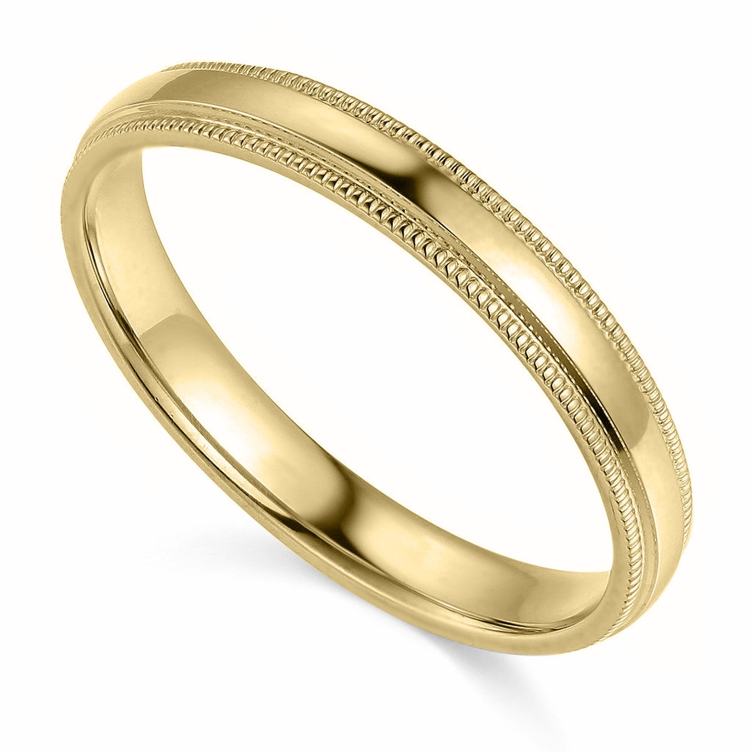 14k Yellow Gold 3-mm Comfort-fit Milgrain and polished Wedding Band 