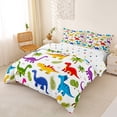 thumbnail image 3 of Metsweet Wildlife Dinosaur Bedding, Cute Animal Duvet Cover Full, Blue Red White,3pcs,1 Duvet Cover and 2 Pillowcases, 3 of 6