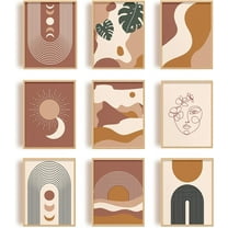 Boho Prints Wall ArtSet Minimalist Warm Colors Mid Century Modern Canvas Poster 8x10 Botanical Plant Painting Abstract Decor UNFRAMEDSet of 9 for Living Room Bathroom