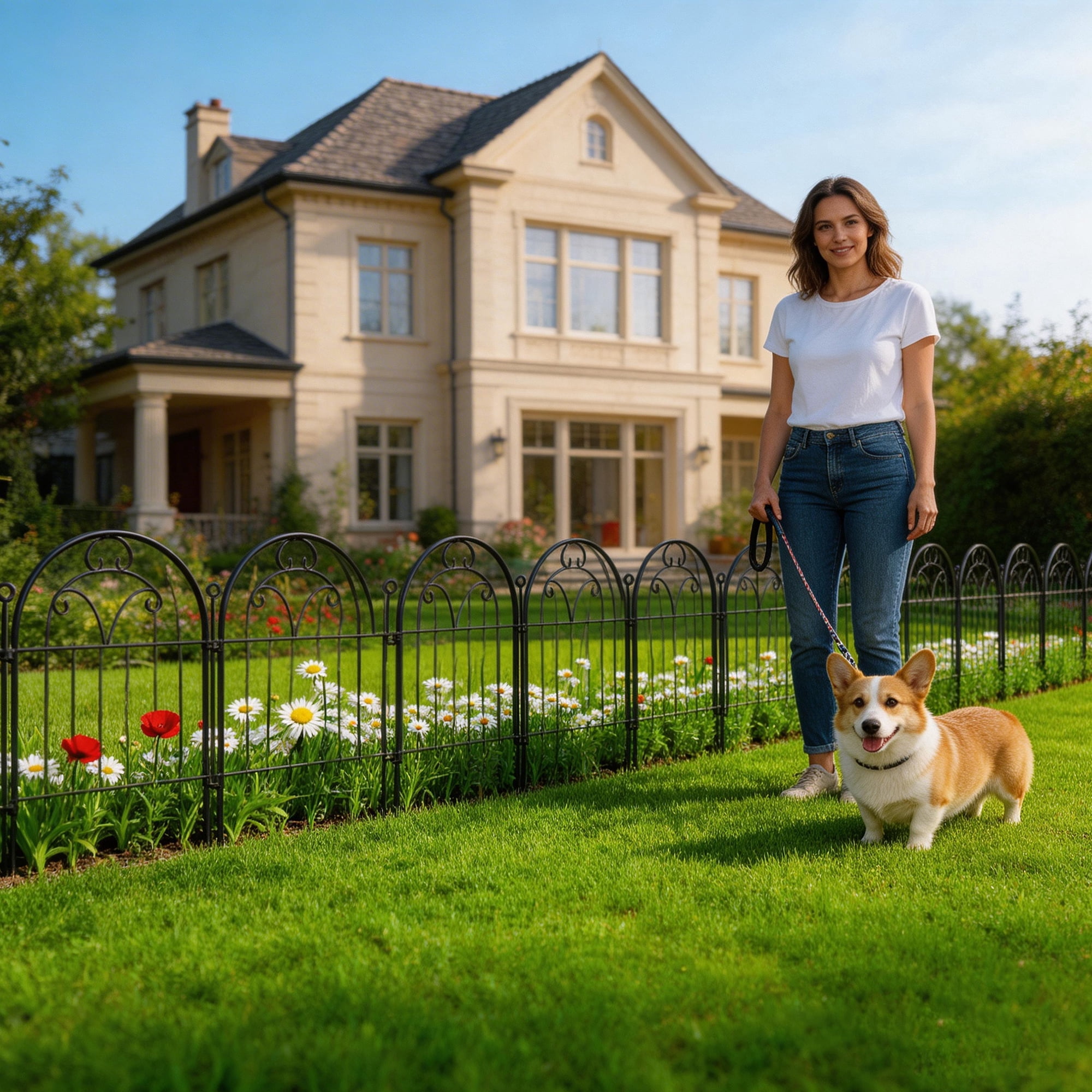 Garden Fence 10 Panels, 24in (H) X 11ft (L) Decorative Garden Fencing for Yard, KIMHY Rustproof Metal No Dig Fence Border Animal Barrier for Dog Pet