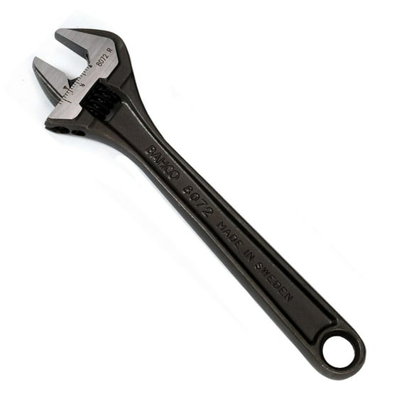 6" BAHCO® Adjustable Wrench With Black Phosphate Finish, Heavy Duty Industrial Grade. Slim Head, Tapered Jaws & Measurement Scale On Head. Williams® # BAH8070RUS