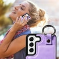 thumbnail image 4 of Nalacover for Samsung Galaxy S22 Wallet Case with Card Slots & Metal Finger Ring, Durable PU Leather Back Double Magnetic Botton Flip Kickstand Purse Shockproof Phone Case,Purple, 4 of 10
