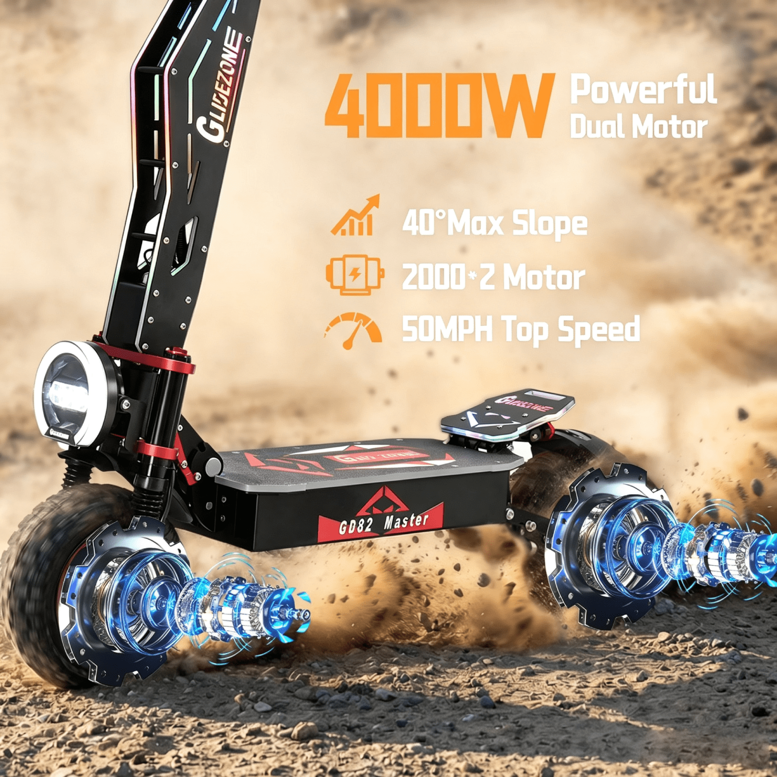 JUN LING Off Road Electric Scooter for Adults - 4000W Dual Motor