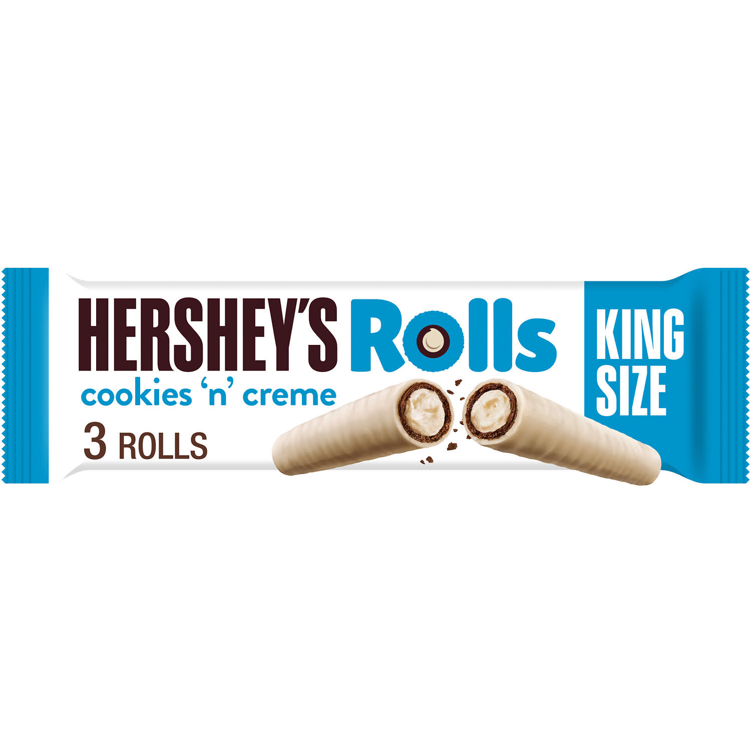 Hershey's Rolls Cookies 'N' Creme Wafer King Size, Candy Pack, 2.5 Oz