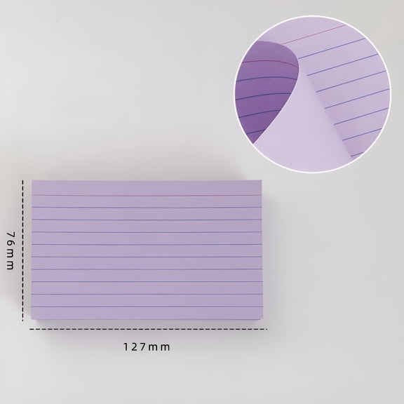CCOCC Multifunctional High Quality Students Horizontal Line Pocket Paper Colorful Memo Pads Learning Flashcards Index Cards Notepad PURPLE