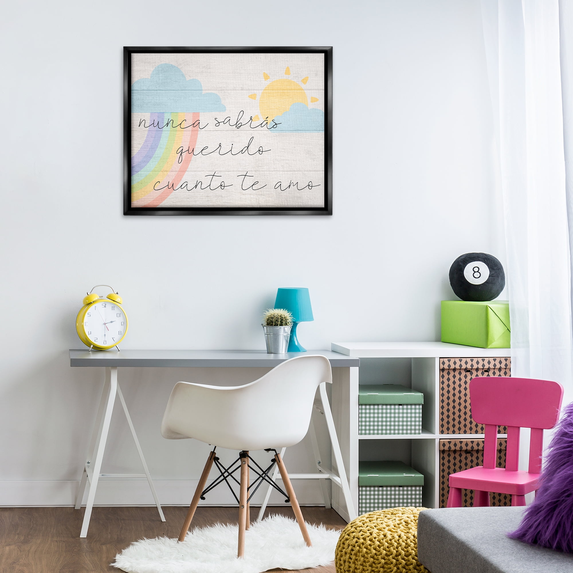 Stupell Industries Querido Cuanto te Amo Inspirational Quotes & Sayings Painting Black Floater Framed Art Print Wall Art, 31 x 25