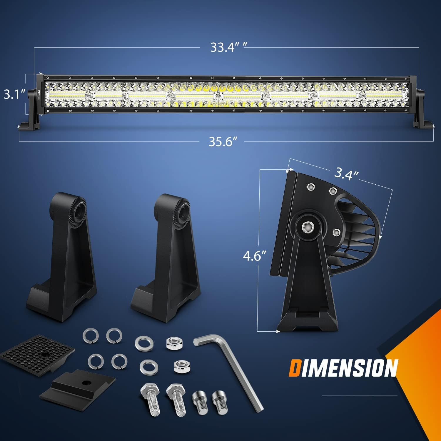 Nilight 33Inch LED Light Bar 2Pcs 4Inch 60W Spot Flood Lights Pods Off Road DrivingWork Lighting with 14AWG Wiring Harness Kit-3 Leads for Truck Tractor Pickup Boat SUV ATV UTV Car Van Camper