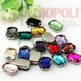 thumbnail image 4 of U8MO 20 Crystal Glass Rectangle Rhinestones Rose Montees Beads Sewing10X14mm 13X18mm-10X14mm-Silver+ Black Crystal, 4 of 9