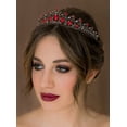 thumbnail image 4 of Tiaras y coronas rojas para mujer, tiara de boda para novia, corona de princesa de cristal, tocado de cumpleaños, accesorios para el cabello, 4 of 5