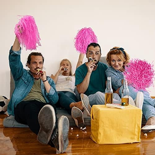 WLIKKS 18PCS Cheerleading Pom Poms Plastic Cheerleader Pom Poms for Sports Squads Dancing Party Football Basketball Spirit Sports Stage Performance Celebration (Pink)