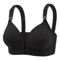 thumbnail image 4 of Sakmal No Underwire Bras for Older Women Bralette Lift Front Closure Cotton Black Stretch Womens Bras L, 4 of 5