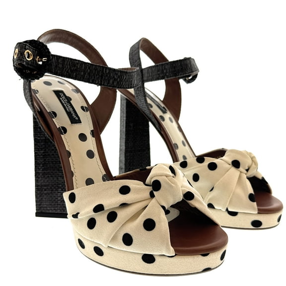 Dolce & Gabbana Women's Polka Dot Platform Block Heel Sandals-EU39 for womens