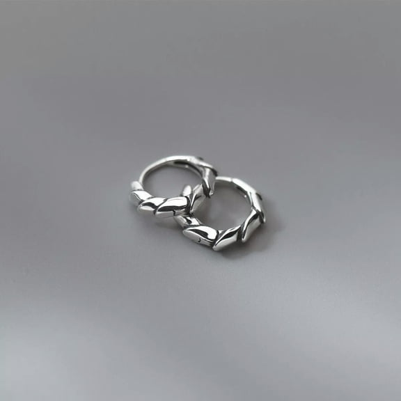K-KED 925 Sterling Silver Drop 8mm Hoop Earrings Huggies Earrings