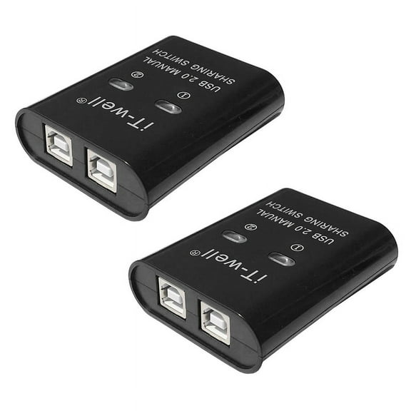 2X USB Printer Sharing Device, 2-Port Manual Kvm Switching Splitter Hub Converter Black
