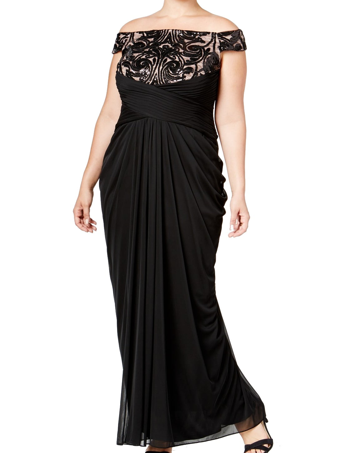 adrianna papell off shoulder gown