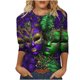 thumbnail image 2 of Xuyuer Carnival Style Print T-Shirt - Women's Fashion Loose Round Neck 3/4 Sleeve Top for Daily Wear, Festival Themed Outfits, Playful Seasonal Style & Streetwear Statement Piece, 2 of 5