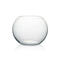 WGV Everyday Clear Glass Bubble Bowl Vase - 8" Wide x 6" Height, Good quality, Heavy Weighted Base - 1 Pc