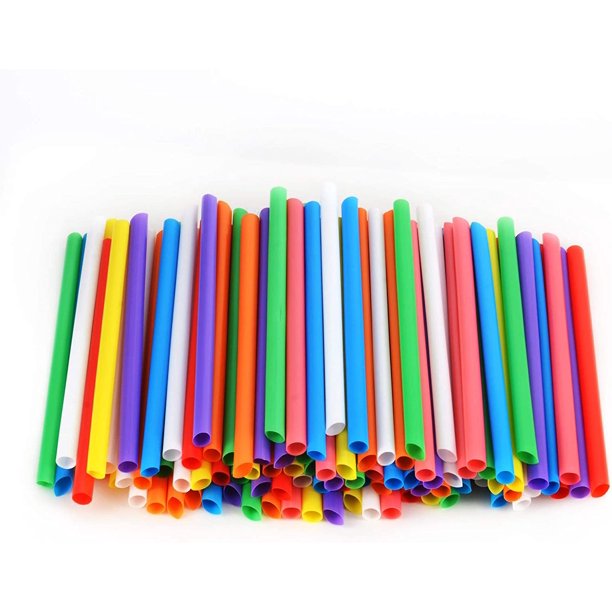 Happon Multicolor Disposable Plastic Straw, Individually Wrapped Bubble