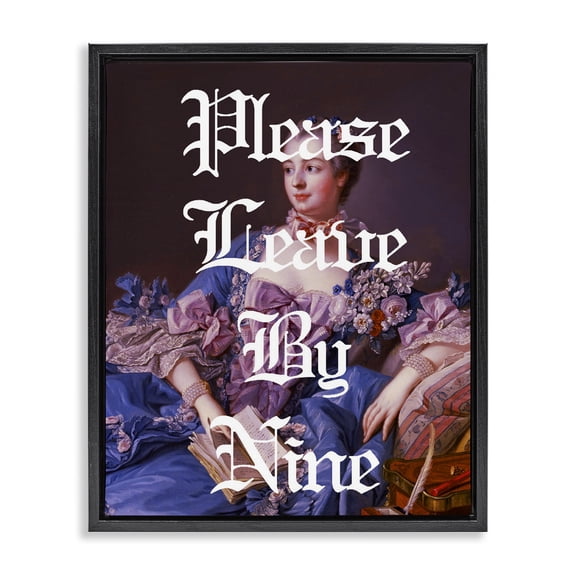 Please Leave By Nine Black Framed Floater Canvas Wall Art, design by Lil' Rue
