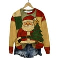 thumbnail image 4 of Uootdi Gift Christmas Sweatshirts for Women Cute christmas tree Santa Claus Printed Crewneck Long Sleeve Sweatshirt Winter Casual Xmas Pullover Tops, 4 of 7