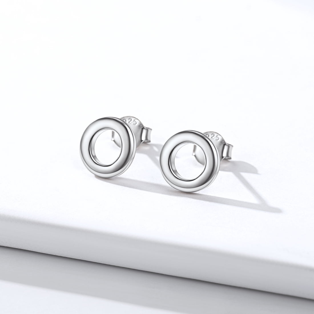 ChicSilver 925 Sterling Silver Circle Earrings for Women 8MM Small Round Stud Earrings for Sensitive Ears Fine Jewelry Gifts | Clearance