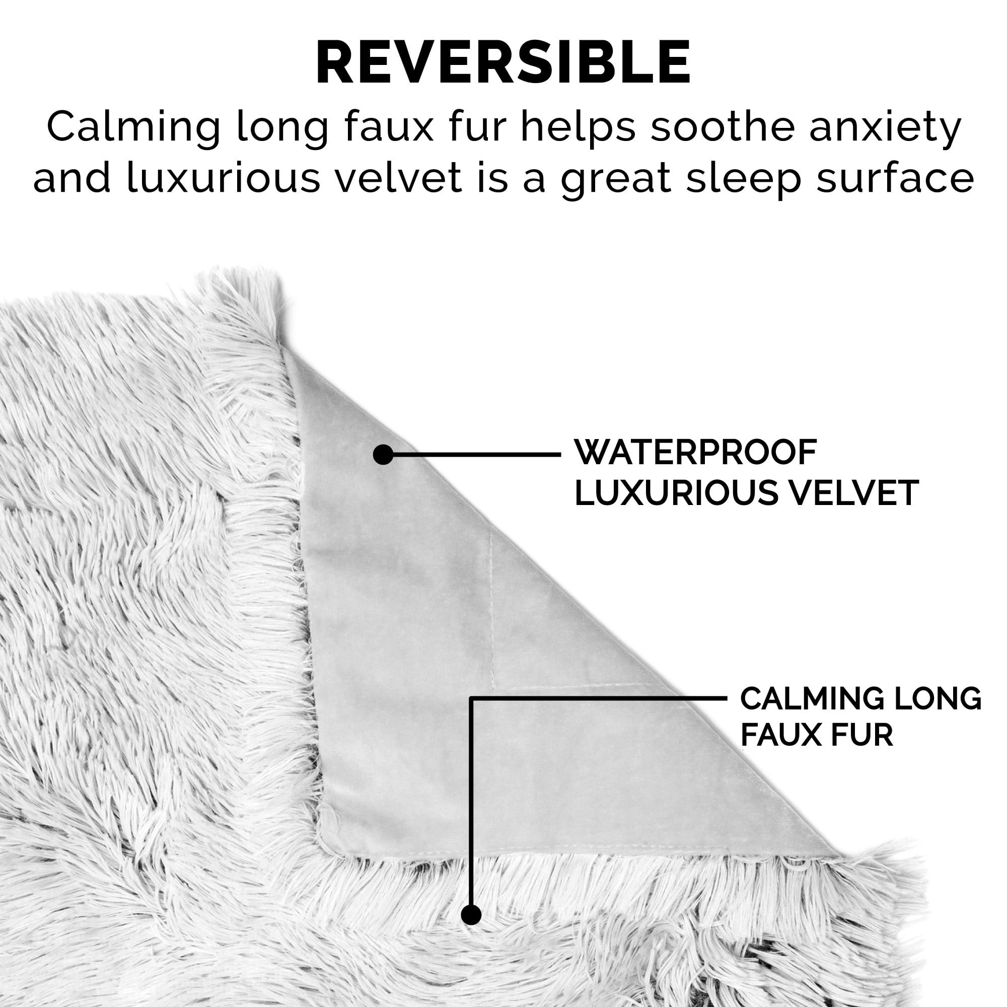 FurHaven Pet Products Long Faux Fur & Velvet Water-Repellent Pet Blanket for Dogs & Cats - Mist Gray, Medium