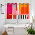thumbnail image 3 of Pink Orange Kitchen Curtains Short 45 Inch Length, Geometric Modern Abstract Oil Painting Grommet Top Bedroom Living Room Curtains, Light Filtering Cafe Curtain Drapes 2 Panels Set 84''x45'', 3 of 9