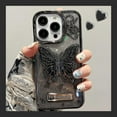 thumbnail image 2 of Butterfly Hidden Stand Phone Case for iPhone 13 Pro,Cute 3D Butterfly Kickstand Luxury Glitter Bling Gradient for Women 6D Electroplated Clear Soft TPU Protector Black, 2 of 14