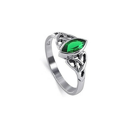Celtic Gem - Gem Avenue 925 Sterling Silver Marquise Celtic knot Solitaire Ring