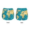 thumbnail image 6 of Uemuo World Map With Landmarks Pattern Women's Athletic Shorts High Waisted Running Shorts with Liner Pockets Gym Elastic Workout Shorts-Medium, 6 of 9