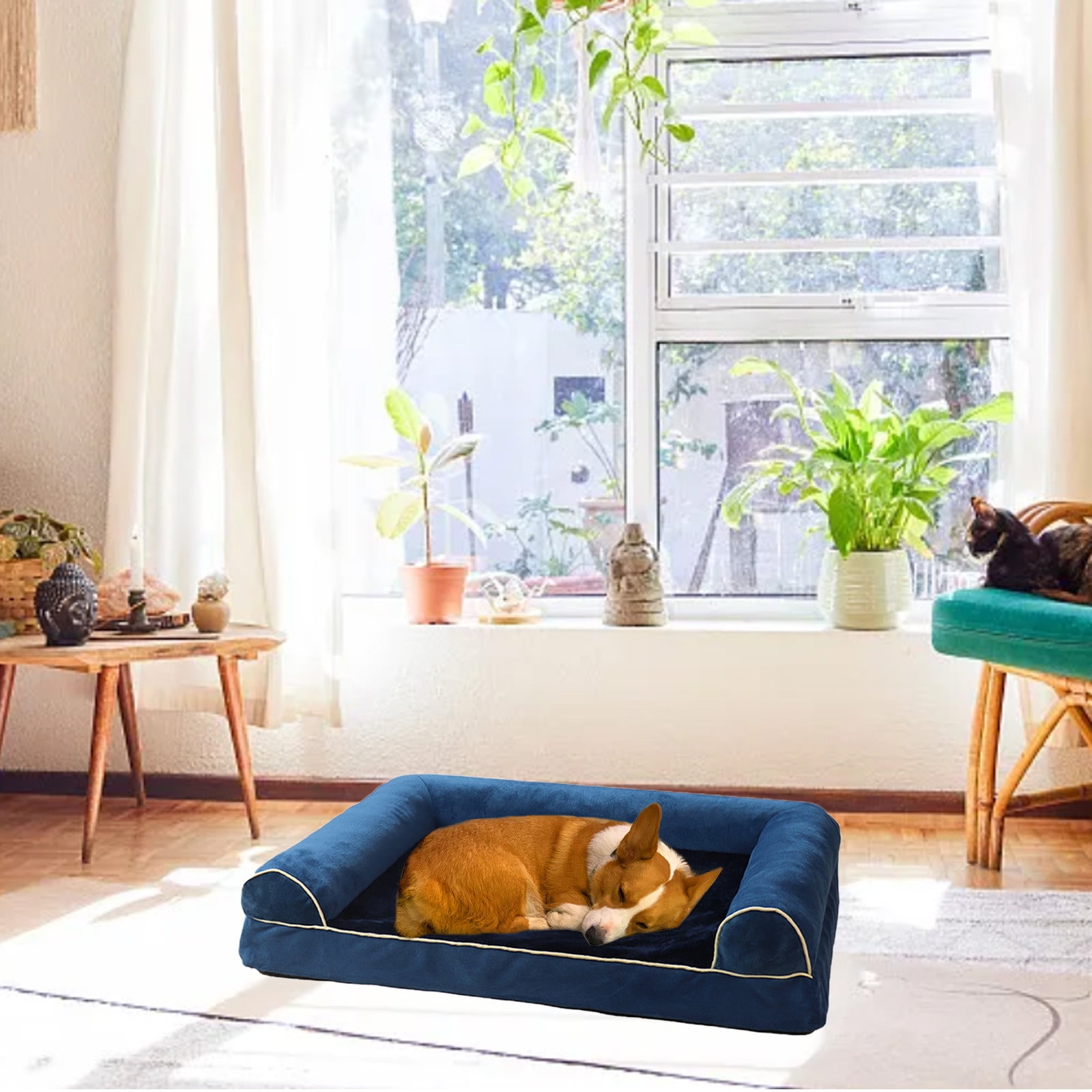 UTXQFD Orthopedic Dog Beds, Waterproof Memory Foam Dog Bed with Sides, Non-Slip Bottom and Egg-Crate Foam Big Dog Couch Bed with Washable Removable Cover,