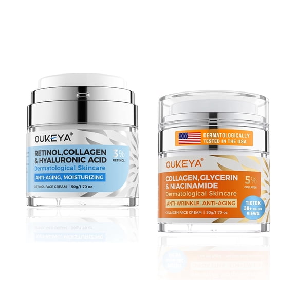 OUKEYA Dermatological Skincare Gift Set of Daytime Collagen Cream and Nighttime Retinol Cream, Combo Set