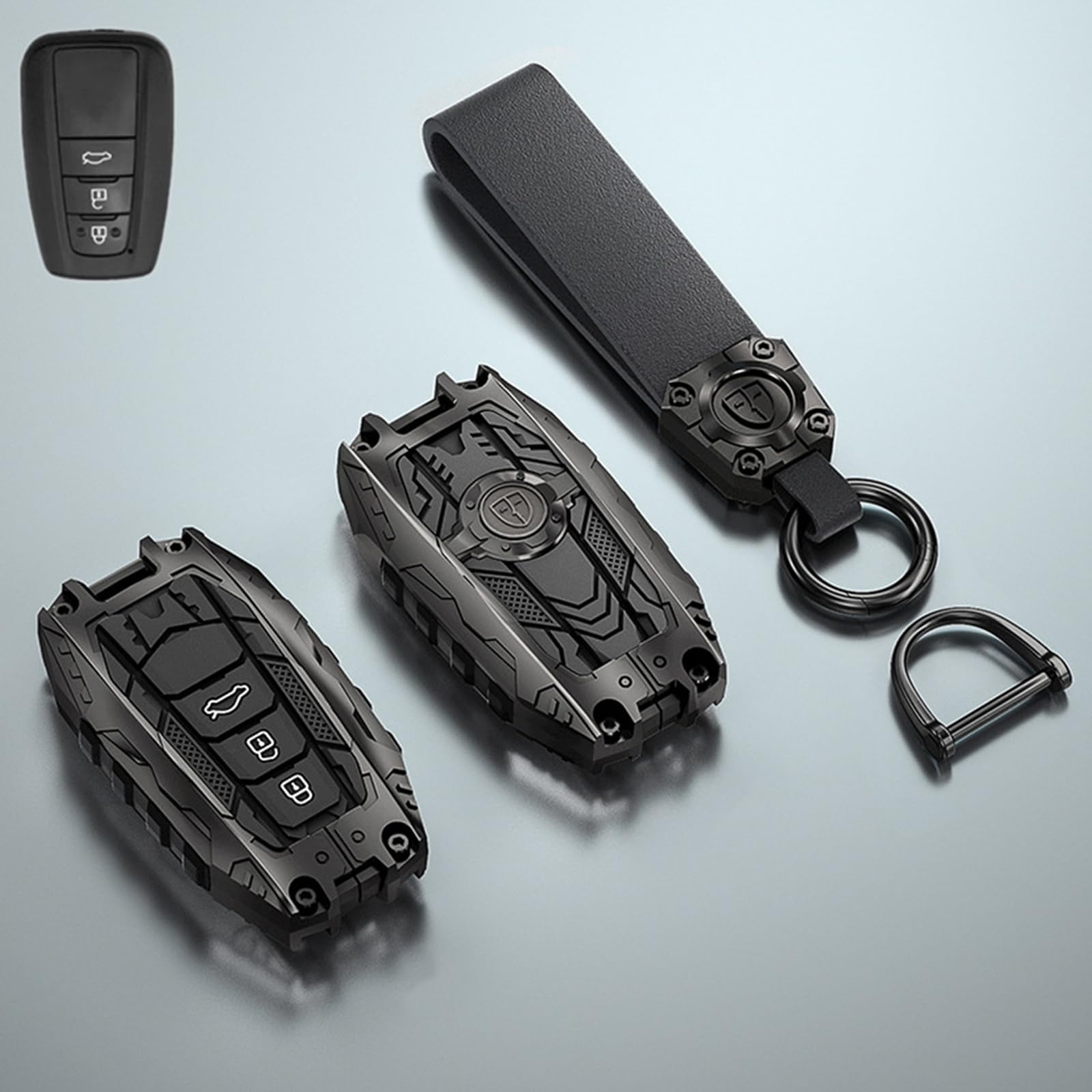 Key Cover Case, Zinc Alloy Metal Smart Remote Key Fob Case Protector Holder Shell Compatible with Toyota 2018-2022 Camry RAV4 Highlander Avalon C-HR Prius Corolla GT86
