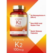Vitamin K2 100 mcg | K2 MK-4 | 240 Capsules | For Men and Women | by Carlyle