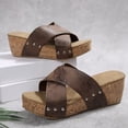 thumbnail image 6 of Dakaela Wedge Sandals for Women 2026 Platform Cork Wedges Heels Slip on Slides Comfortable Open Toe Casual Dressy Summer Beach Shoes Brown 7.5, 6 of 9