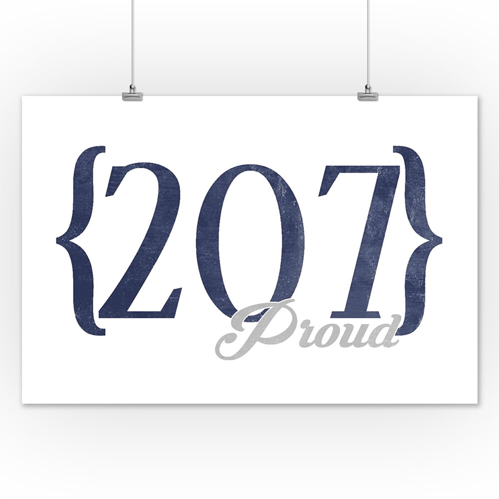 Bangor, Maine 207 Area Code (Blue) Lantern Press Artwork (12x18 Art