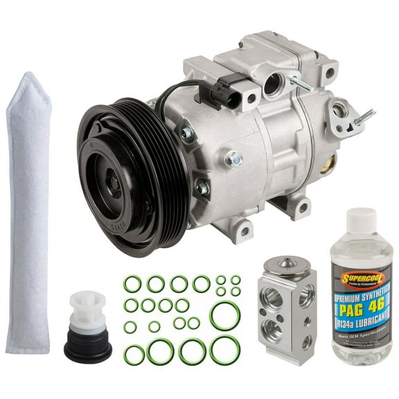 AC Compressor & A/C Kit For Hyundai Santa Fe & Kia Sorento 2.4L - Includes Drier, Expansion Valve, Oil & O-Ring Seals - BuyAutoParts