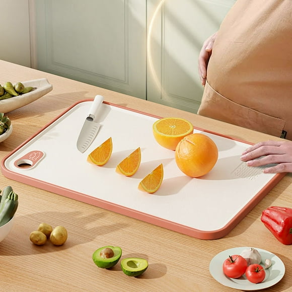 Big Savings! Thickened Antispill Chopping Board with Grinder, Slip-Resistant Food-Grade Plastic Cutting Board for Safe and Mess-Free Food Prep, Double-Sided Use