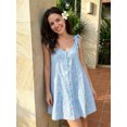 thumbnail image 6 of LMLYSoH Women Lace Mini Dress Bow Straps Buttons Front Summer Sleeveless Dress, 6 of 9