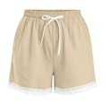thumbnail image 6 of Only Moment Shorts for Women Amboo Hemp Summer Casual Elastic High Waisted Wide Leg Cute Dressy 2026 Vacation Beach Clothes Hiking Shorts Wowomen Beige,XL, 6 of 8