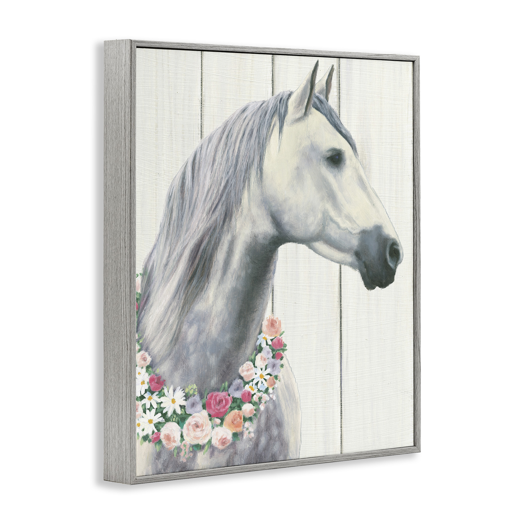 Stupell Industries Spirit Stallion Horse With Flower Wreath Framed Wall Art by James Wiens
