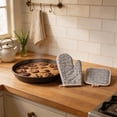 thumbnail image 5 of TTJ Oven Mitts Heat Resistant Oven Mitts Heat Resistant 2 Pieces Oven Mitts and Pot Holders Set Heat Resistants Kitchen Gloves Microwave Safe Thick Cottons Padding Home Baking, 5 of 5