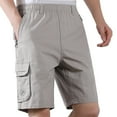 thumbnail image 1 of Mens Workout Shorts European Solid Color Workwear With Multiple Pockets 5 Quarter Shorts Running Shorts Grey L, 1 of 4