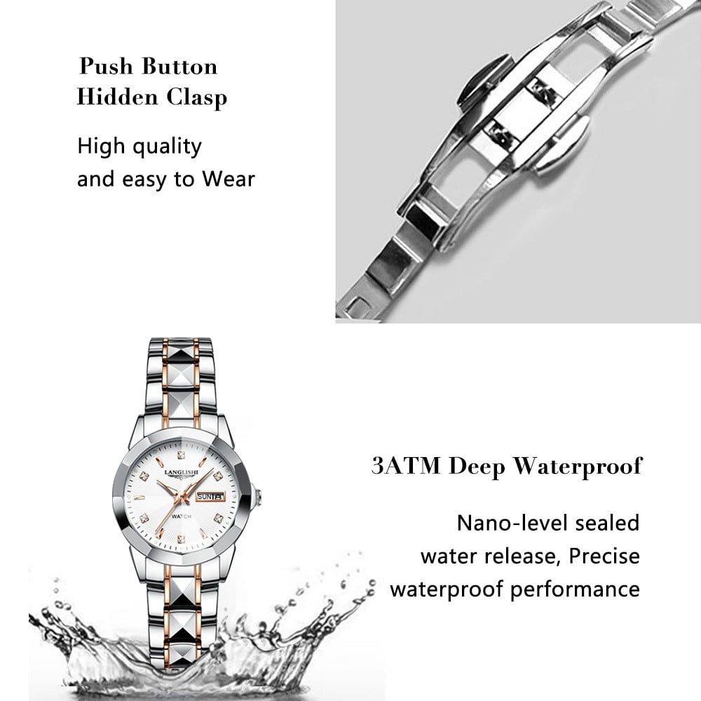 EXPLOJOY Elegant Ladies Timepiece – Quartz Movement, Waterproof Case, and Glow-in-the-Dark Display