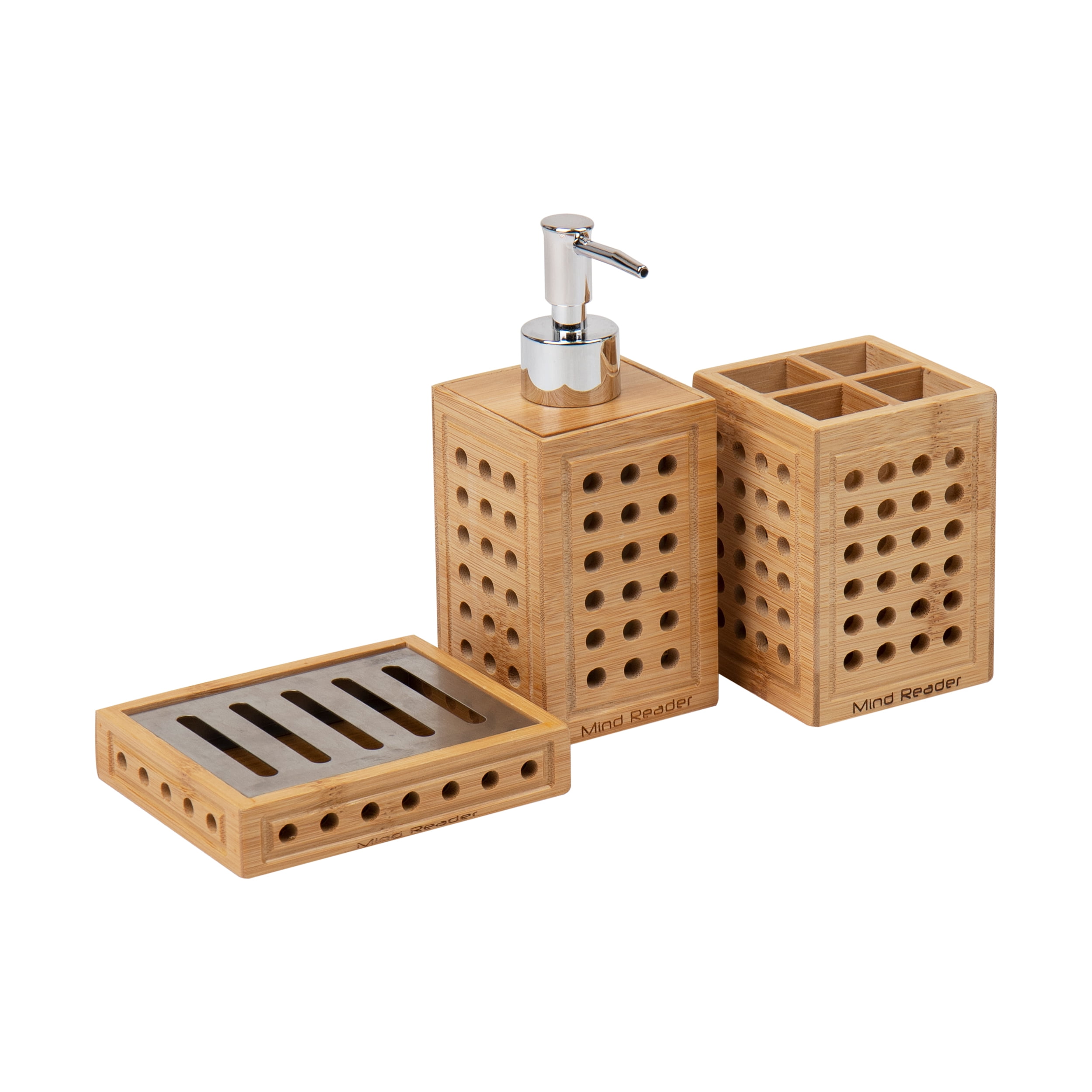 Mind Reader Lattice Collection, Soap Dish, Soap Dispenser, and