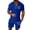 Blue, variant on Short Sets for Men Short Sleeve Quarter Zip Polo Shirt and Shorts 2 Piece Matching Set Mens Summer Outfits