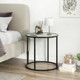 thumbnail image 2 of Gymax 2PCS Glass End Table 20'' Round Side Table w/ Metal Frame & Faux Marble Glass Top, 2 of 9